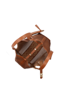 BOLSA TOTE GRANDE EM COURO CARAMELO COM RECORTES