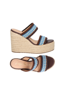 SANDÁLIA ANABELA EM CROCHET MULTICOR MARROM CAFÉ