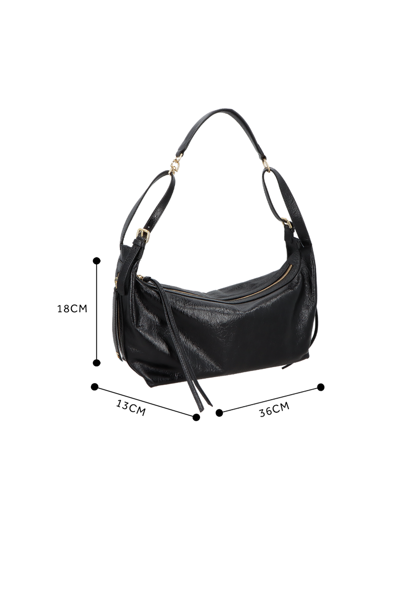 BOLSA GRANDE EM COURO ESTONADO PRETO