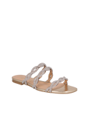 SANDÁLIA RASTEIRA METALIZADA OURO COM CRISTAIS