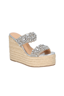 SANDÁLIA ANABELA COM PEDRARIA CRISTAL E JUTA