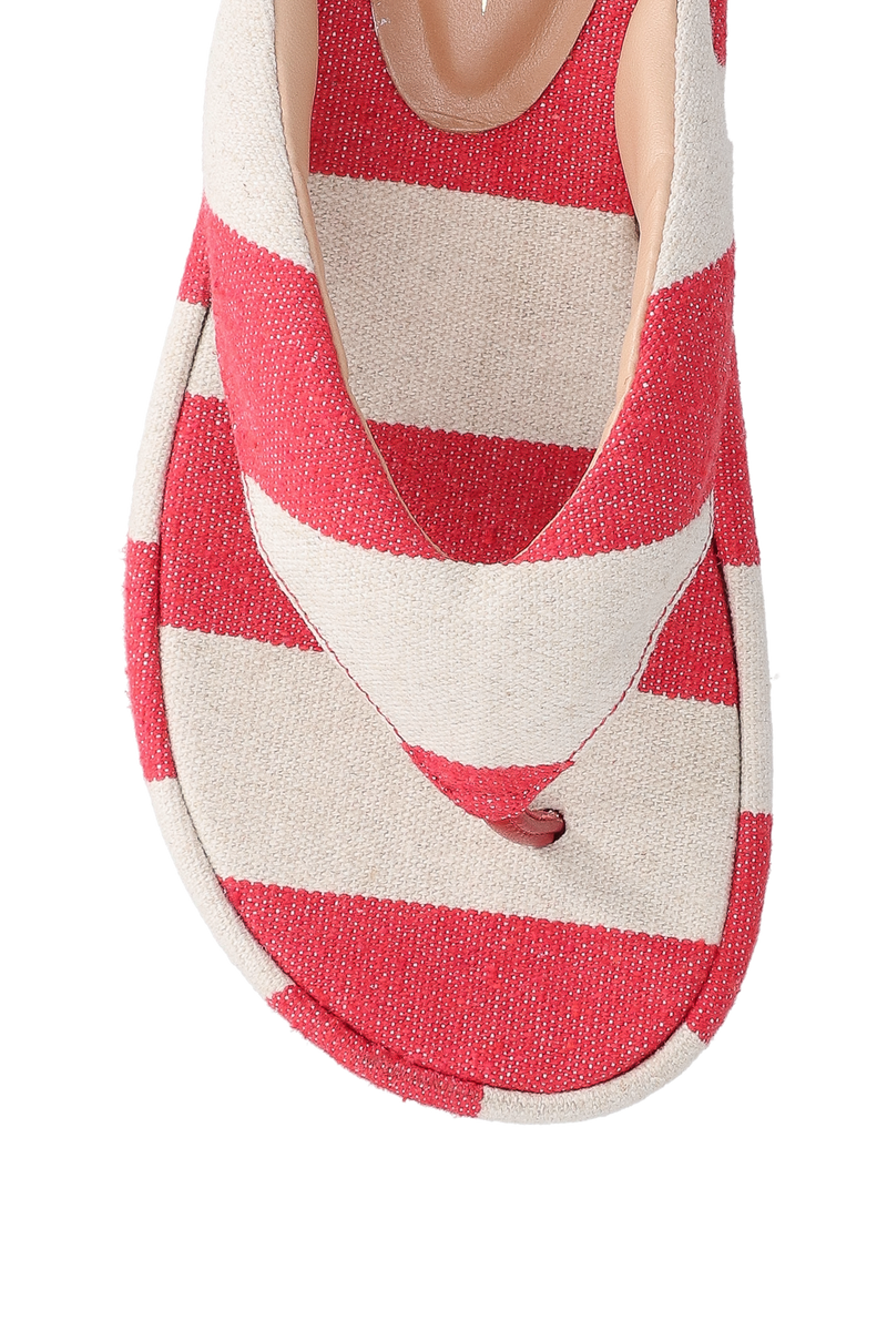 SANDÁLIA PLATAFORMA FLAT LISTRADA VERMELHO