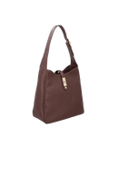 BOLSA MÉDIA EM COURO CAFÉ COM FECHO METÁLICO