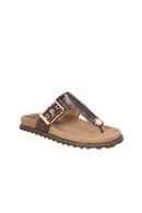 SANDÁLIA PAPETE DE DEDO EM VERNIZ MARROM CAFÉ COM FIVELA