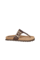 SANDÁLIA PAPETE DE DEDO EM VERNIZ MARROM CAFÉ COM FIVELA