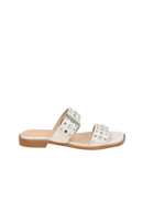 RASTEIRA EM COURO OFF WHITE COM APLICAÇÕES METÁLICAS