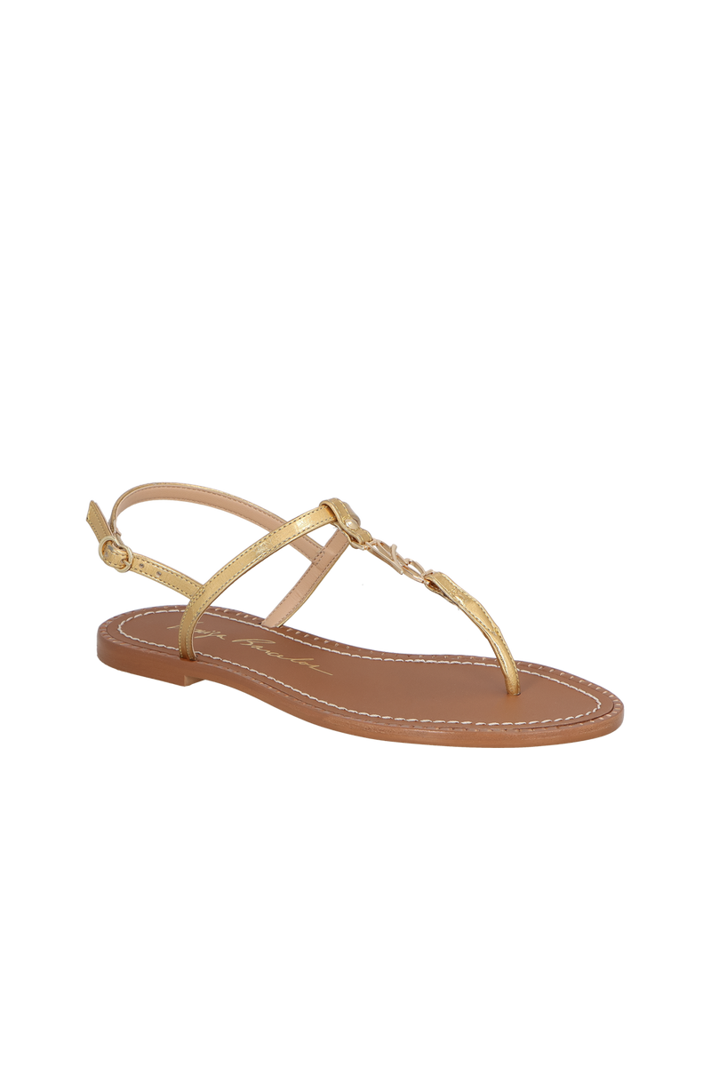 SANDÁLIA RASTEIRA TIRA ÚNICA LB METALIZADA OURO