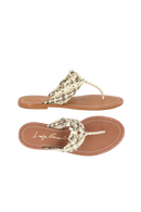 RASTEIRA EM COURO OFF WHITE COM TRAMA MULTICOR