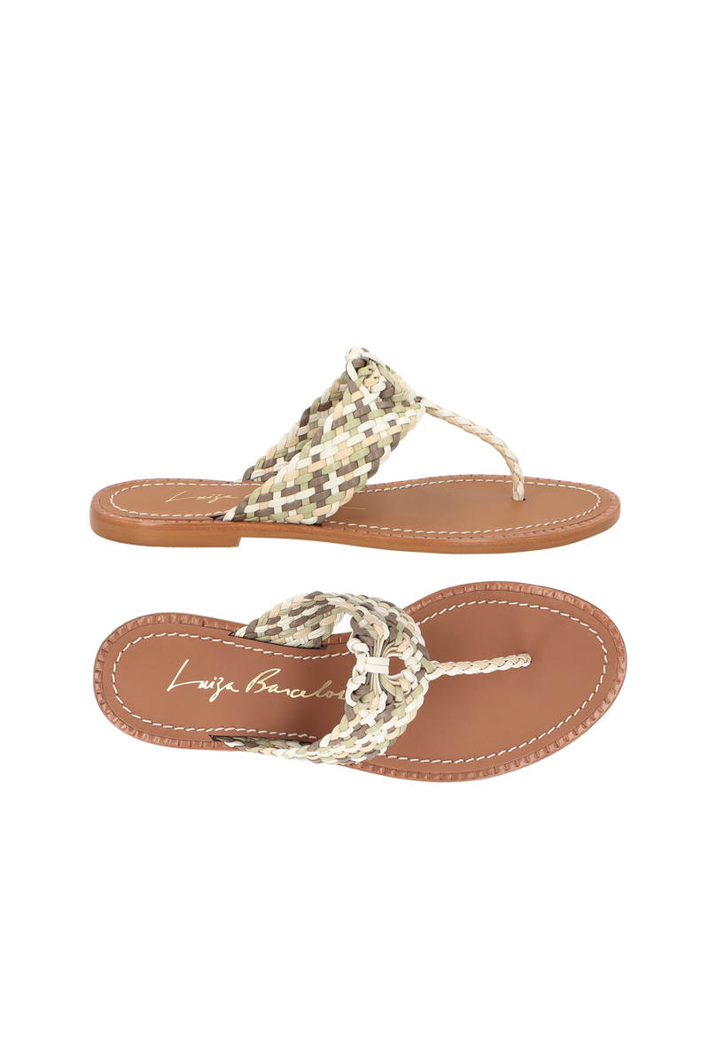 RASTEIRA EM COURO OFF WHITE COM TRAMA MULTICOR