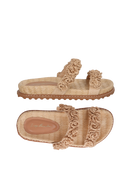 SANDÁLIA PAPETE COM FLORES EM RÁFIA BEGE AREIA