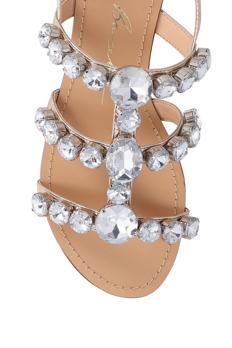 SANDÁLIA RASTEIRA DOURADA MAXI PEDRARIAS CRISTAL