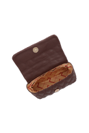 BOLSA CROSSBODY EM COURO CAFÉ COM CORRENTE PEQUENA