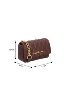 BOLSA CROSSBODY EM COURO CAFÉ COM CORRENTE PEQUENA