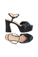 SANDÁLIA PLATAFORMA EM COURO COM TIRA TORCIDA PRETA