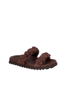 SANDÁLIA PAPETE COM FLORES EM RÁFIA MARROM CAFÉ