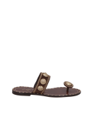 RASTEIRA EM CAMURÇA MARROM CAFÉ COM APLICAÇÕES METÁLICAS