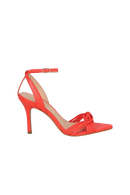 SANDÁLIA SALTO FINO ALTO EM COURO VERMELHO PEPPER COM TIRAS FINAS CRUZADAS