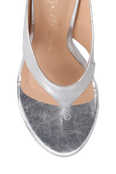 MULE DE DEDO EM METALIZADA PRATA COM SALTO ANABELA ESCULTURAL