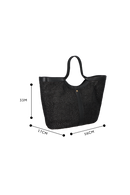 BOLSA SHOPPING GRANDE EM COURO E RÁFIA PRETO