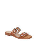 RASTEIRA EM CAMURÇA CARAMELO COM APLICAÇÕES METÁLICAS