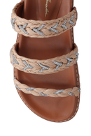 PAPETE TRATORADA CARAMELO EM RÁFIA TRANÇADA COM CRISTAIS