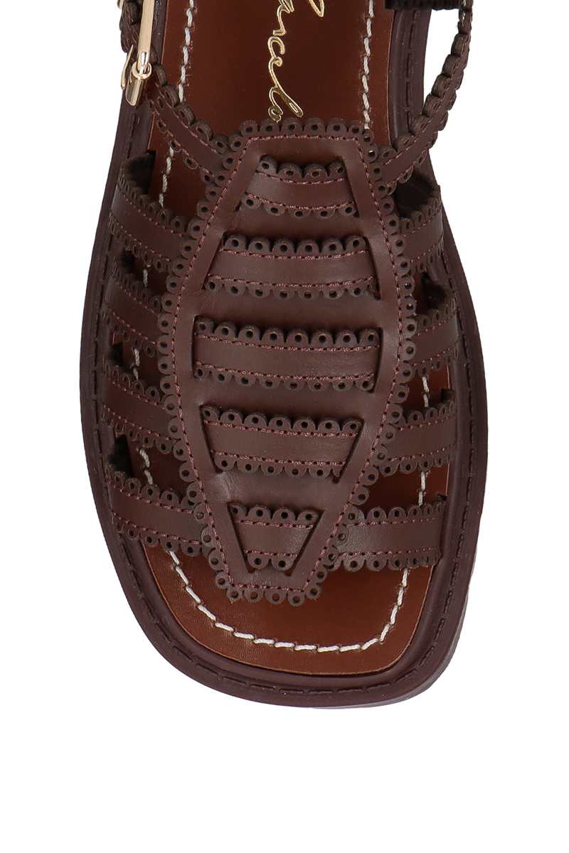 SANDÁLIA PESCADORA TRATORADA EM COURO MARROM CAFÉ
