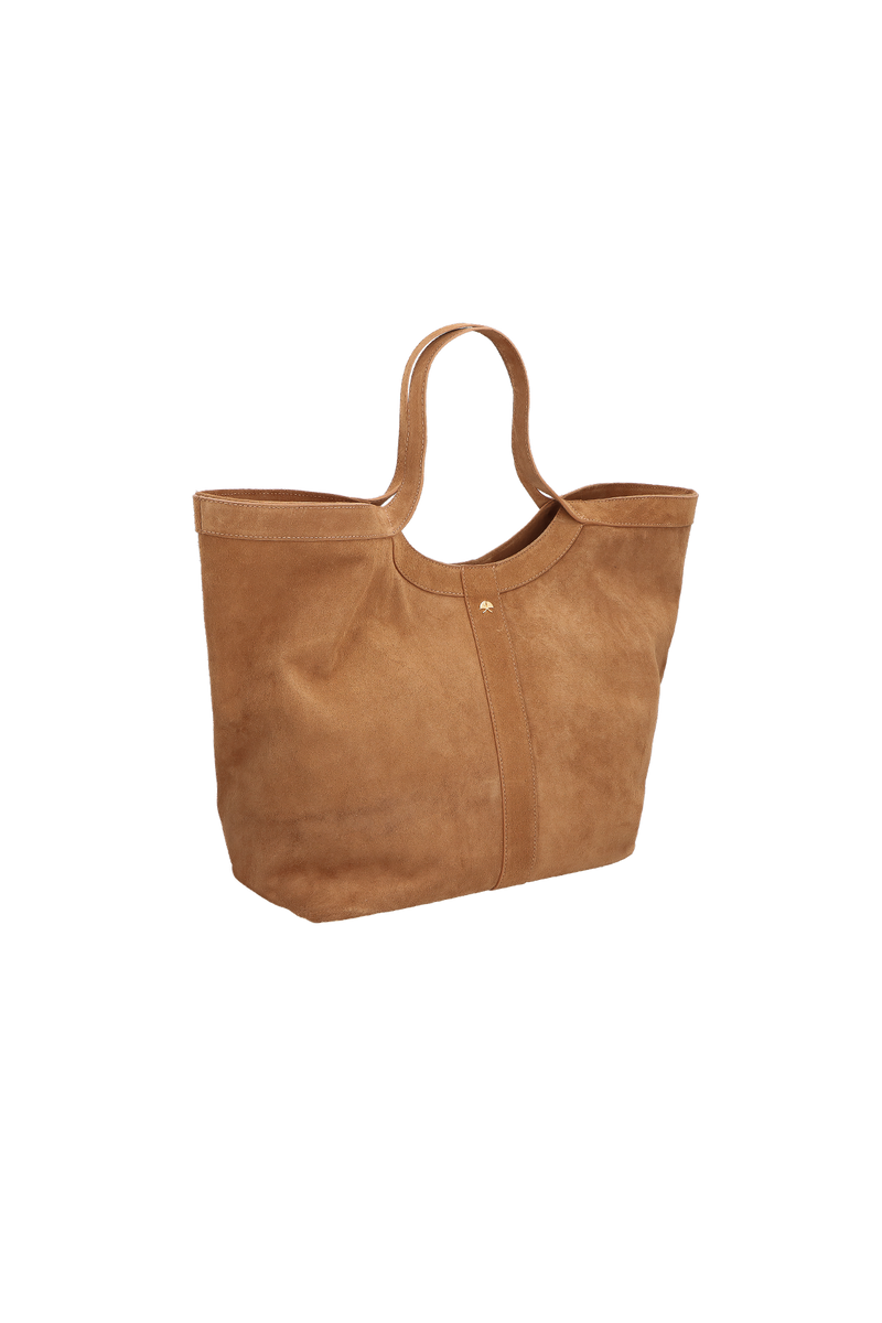 BOLSA GRANDE MINIMALISTA EM CAMURÇA CARAMELO