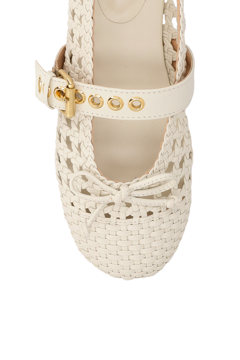 SAPATILHA EM COURO OFF WHITE TRESSÊ COM FIVELA