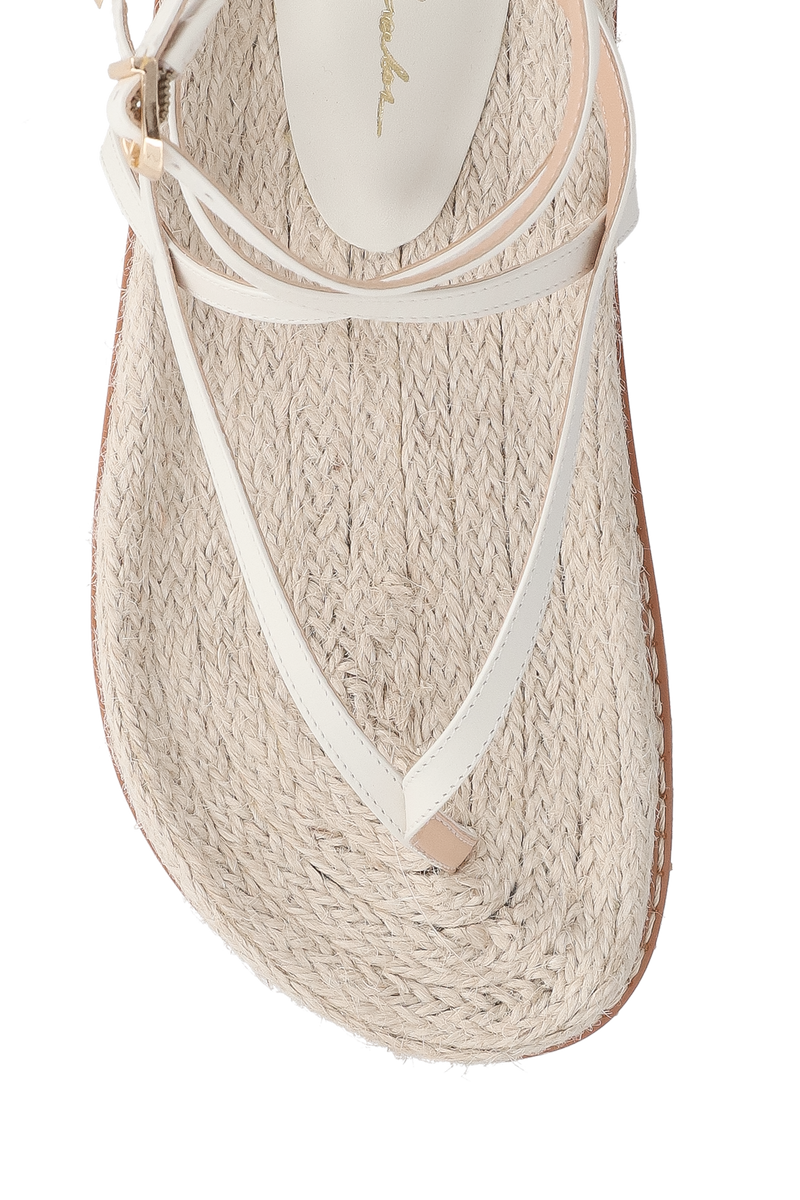 PAPETE EM COURO OFF WHITE COM TIRAS FINAS