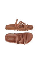 PAPETE TRATORADA EM COURO CARAMELO COM FIVELAS