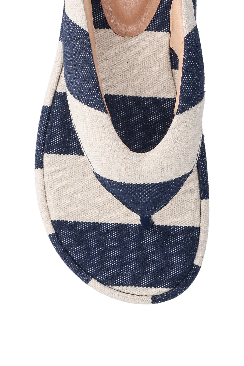 SANDÁLIA PLATAFORMA FLAT LISTRADA AZUL NAVAL
