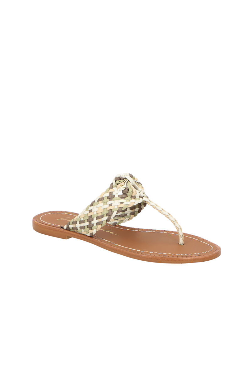 RASTEIRA EM COURO OFF WHITE COM TRAMA MULTICOR