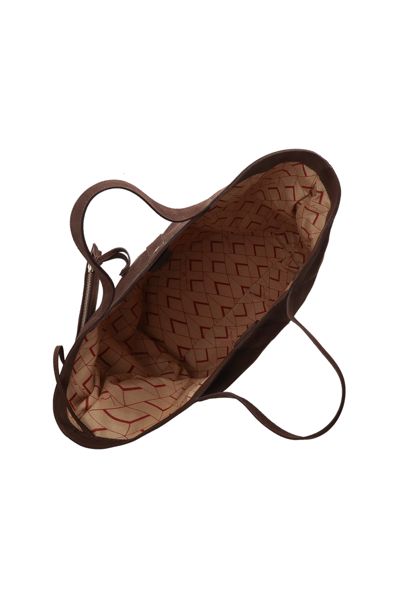 BOLSA GRANDE MINIMALISTA EM CAMURÇA MARROM CAFÉ