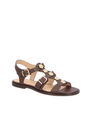 SANDÁLIA RASTEIRA PESCADORA EM COURO MARROM CAFÉ COM REBITES