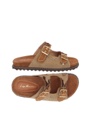 PAPETE EM CAMURÇA BEGE FENDI COM FIVELAS E APLICAÇÕES