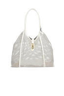 BOLSA TOTE GRANDE EM COURO OFF WHITE COM RECORTES