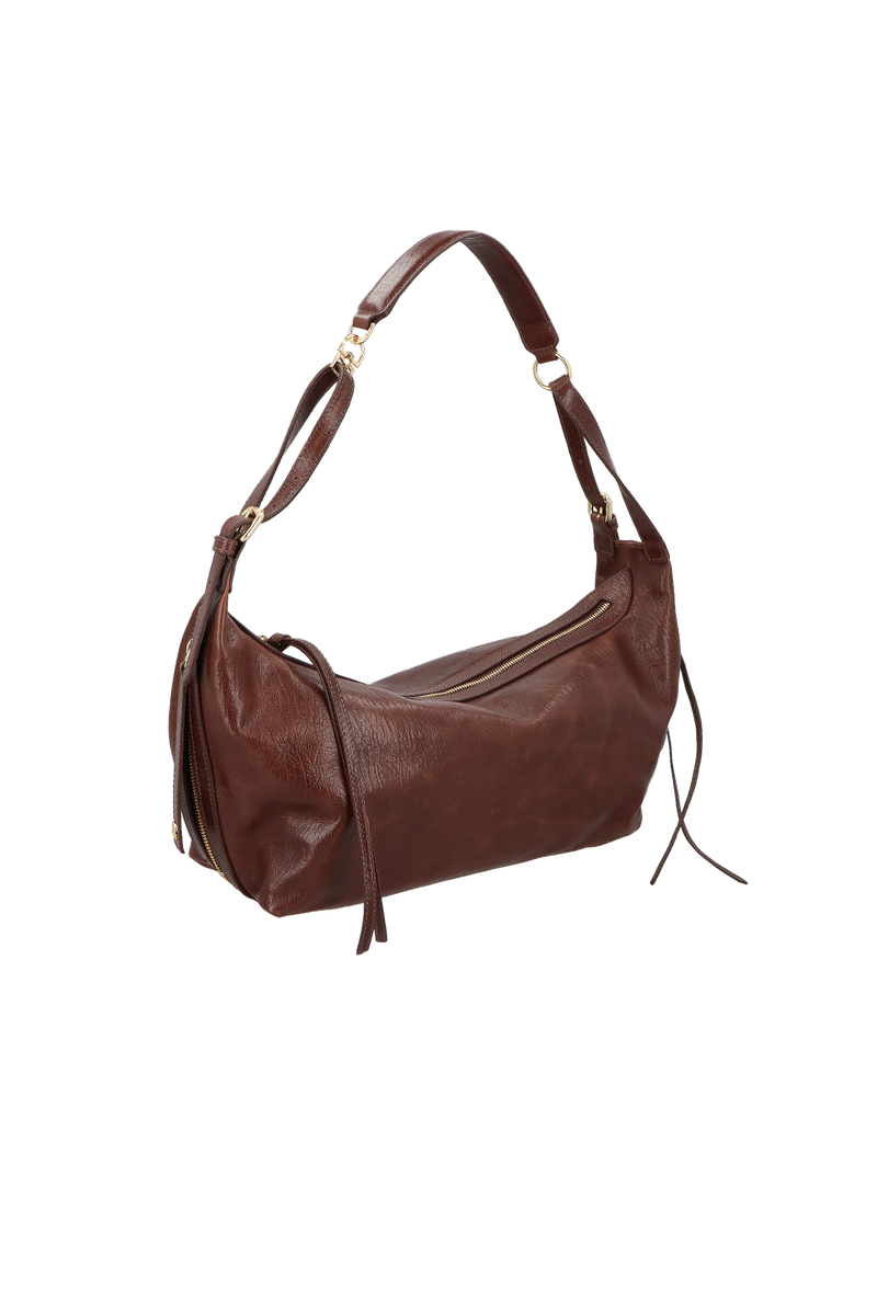 BOLSA GRANDE EM COURO ESTONADO MARROM CAFÉ