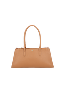 BOLSA MÉDIA EM COURO CARAMELO ESTRUTURADA  BOLSA MÉDIA EM COURO CARAMELO ESTRUTURADA