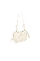 BOLSA PEQUENA EM COURO OFF WHITE TRESSÊ COM ALÇA DE NÓS