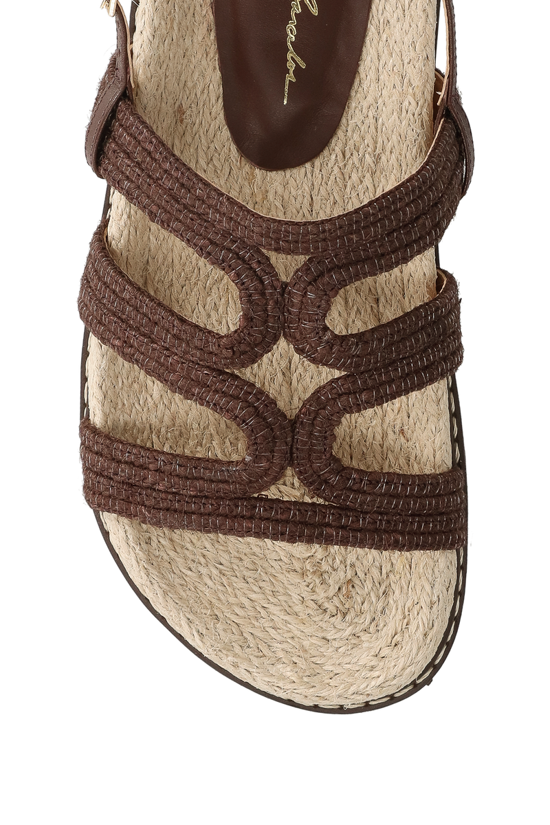 SANDÁLIA PAPETE TIRA DE RÁFIA BEGE MARROM CAFÉ