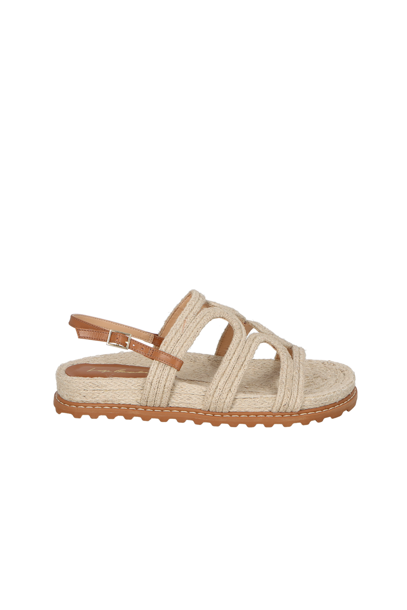SANDÁLIA PAPETE TIRA DE RÁFIA BEGE AREIA