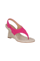 SANDÁLIA ANABELA DE DEDO EM CAMURÇA ROSA PEONIA E JUTA