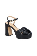 SANDÁLIA PLATAFORMA EM COURO COM TIRA TORCIDA PRETA