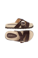 PAPETE EM COURO CROCO MARROM CAFÉ COM FIVELA