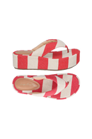 SANDÁLIA PLATAFORMA FLAT LISTRADA VERMELHO