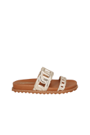 RASTEIRA SLIDE TRATORADA EM COURO METALIZADO DOURADA