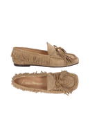 MOCASSIM EM CAMURÇA BEGE FENDI COM FRANJAS