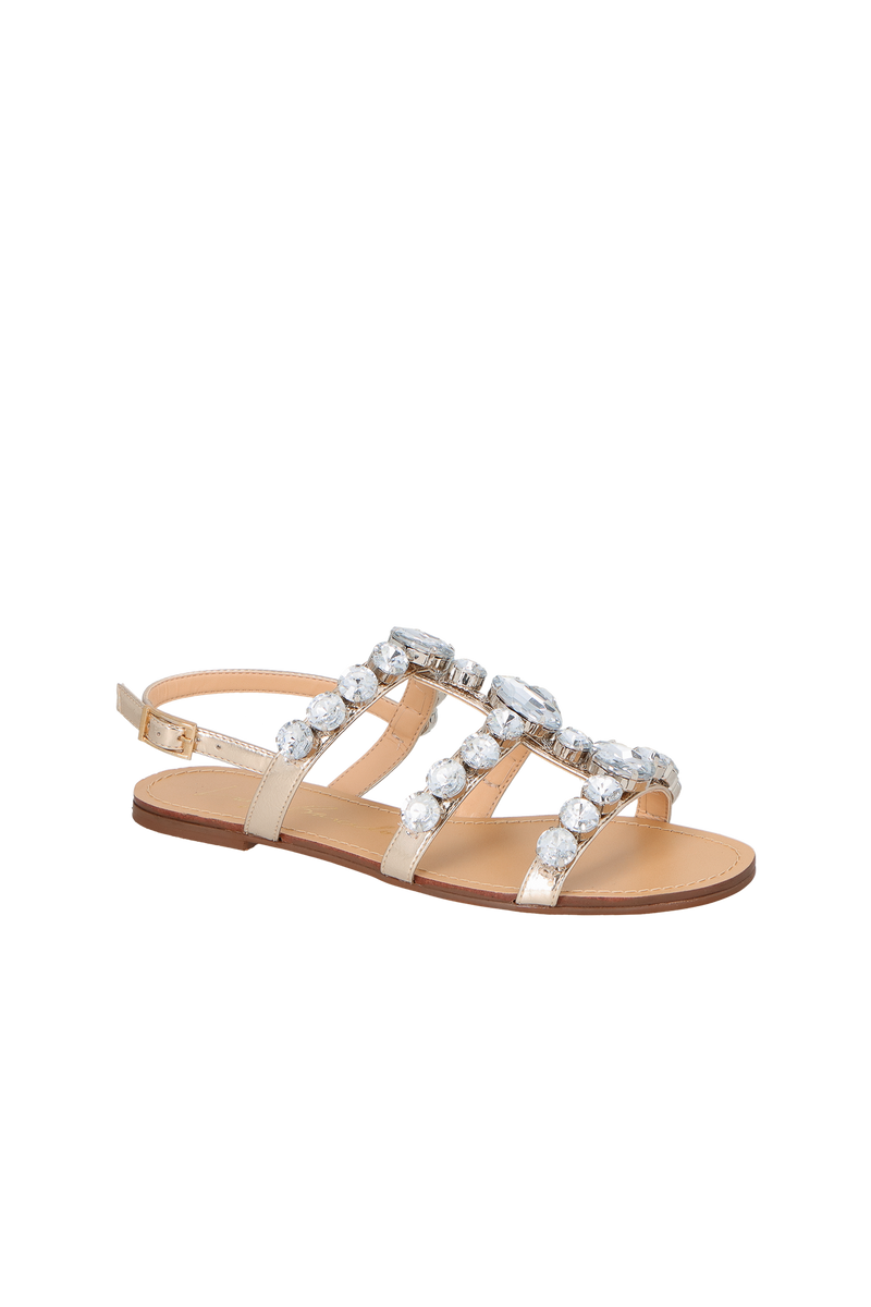 SANDÁLIA RASTEIRA DOURADA MAXI PEDRARIAS CRISTAL