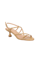 SANDÁLIA EM COURO BEGE AREIA COM SALTO TAÇA