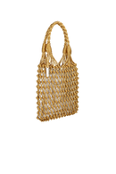 BOLSA MÉDIA TRAMADA EM COURO METALIZADO OURO E PRATA